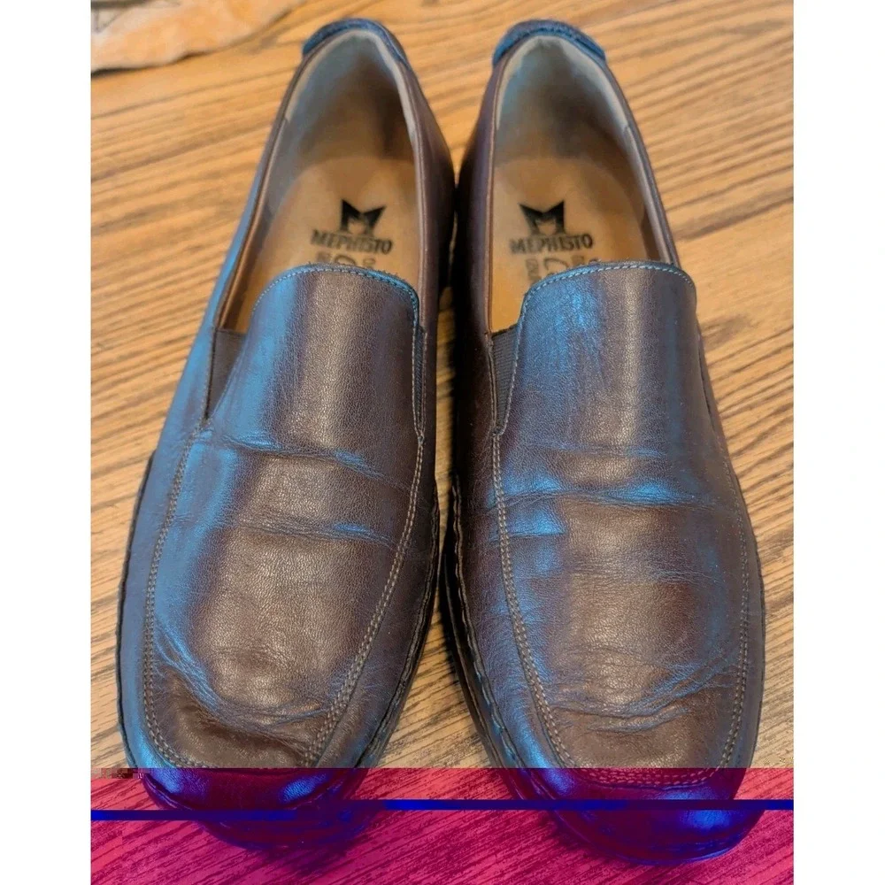 Mephisto Mens 10.5 Brown Leather Cool Air Comfort Shoes Loafers Slip On